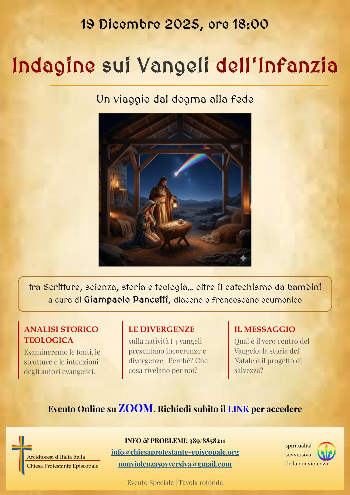 Il 19 dicembre “Indagine sui Vangeli dell’Infanzia”