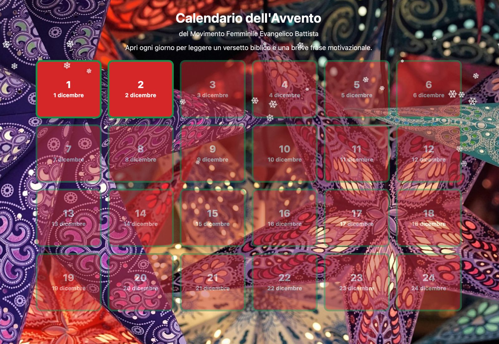 Il MFEB propone un Calendario dell’Avvento